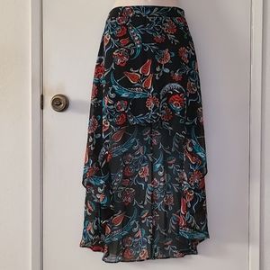 Hi-Low Floral Print Skirt